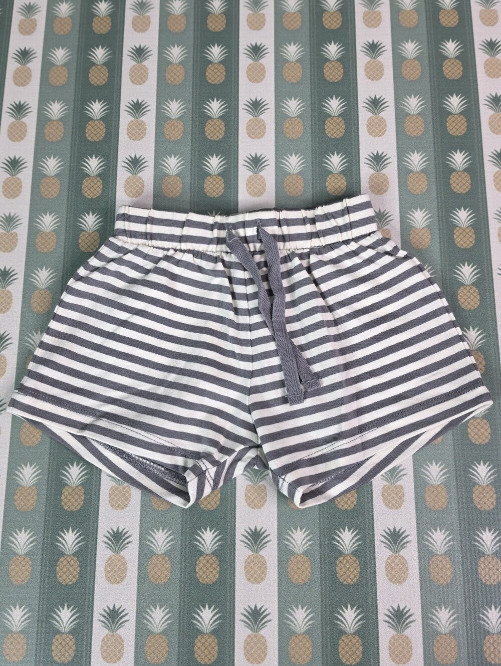 Quincy Mae Striped Gray & White Play Shorts